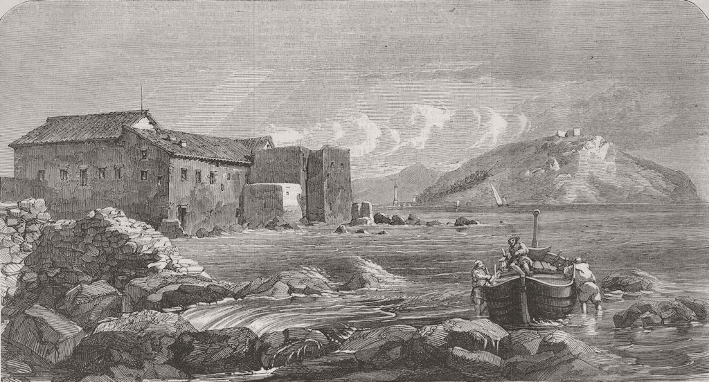 ITALY. Bagno nr Pozzuoli Nisida 1856 old antique vintage print picture