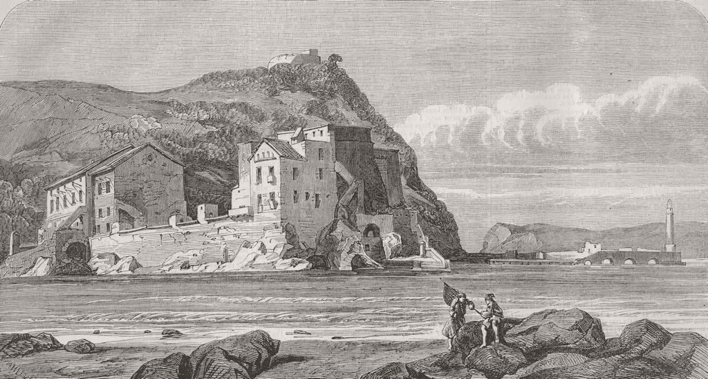 ITALY. Bagnos, Island of Nisida, from Possilipo 1856 old antique print picture