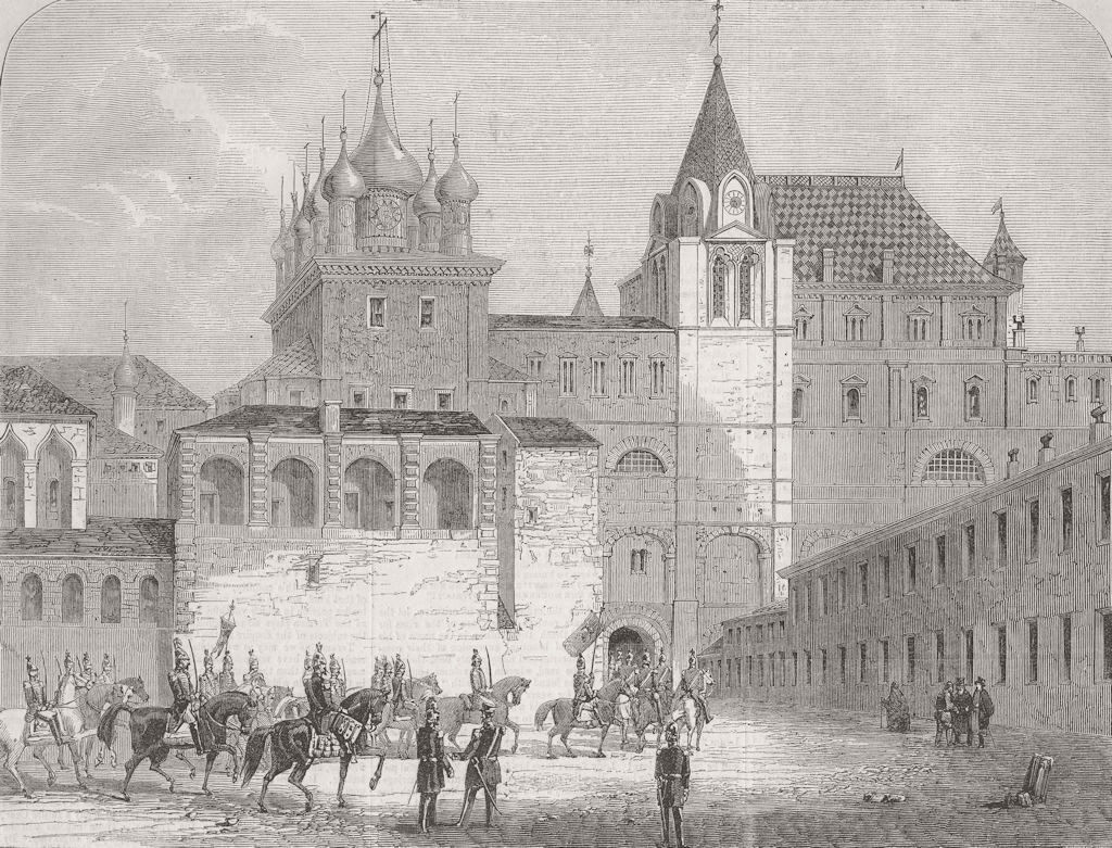 RUSSIA. Alexander II. Terama Palace, Kremlin, Moscow 1856 old antique print