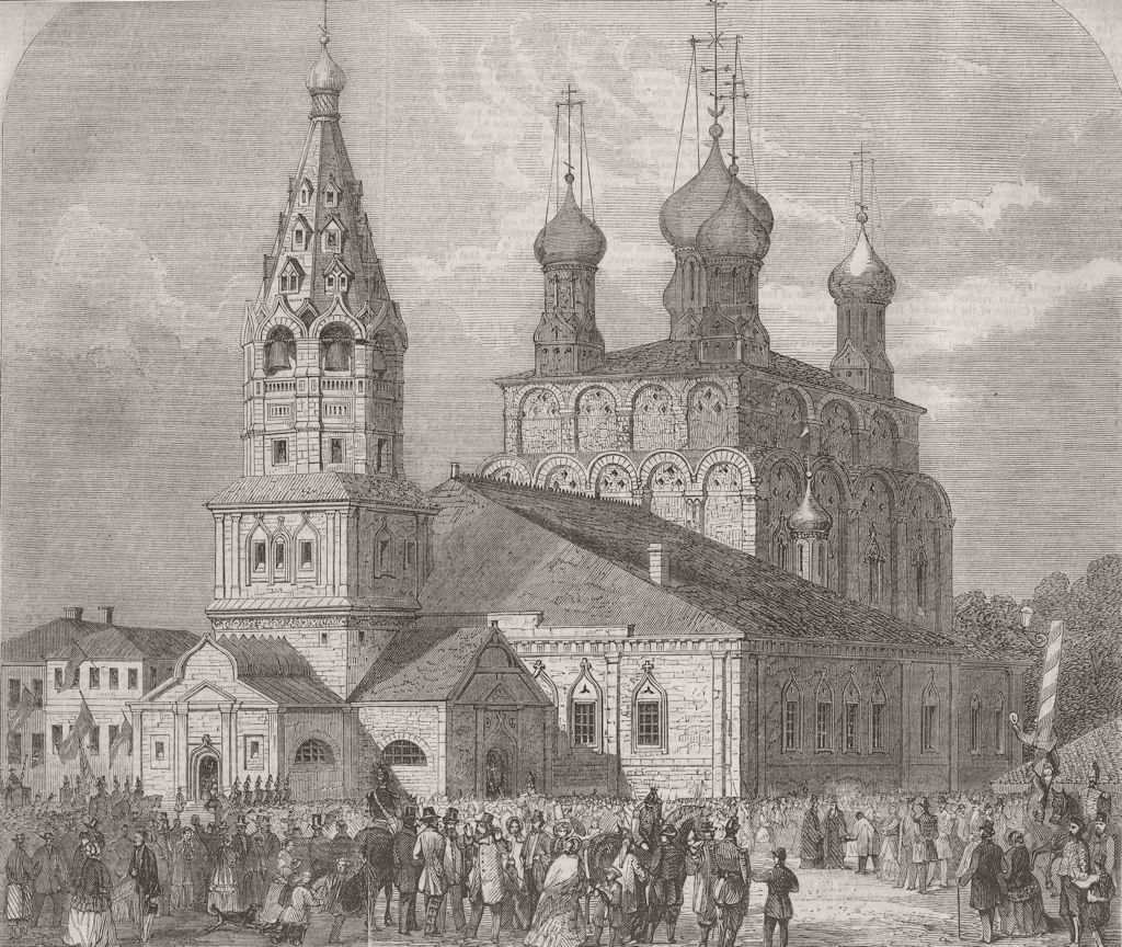 RUSSIA. Cathedral of assumption, Moscow 1856 old antique vintage print picture