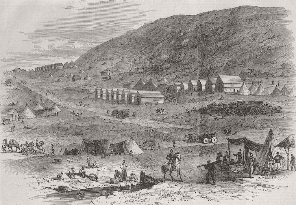 UKRAINE. 71st highlanders camp, hillside, Balaklava 1856 old antique print