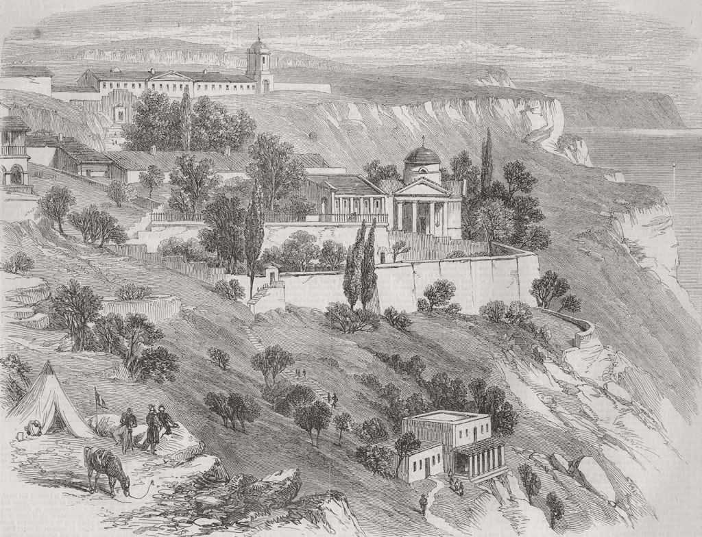 UKRAINE. Monastery of St George, Sevastopol 1856 old antique print picture