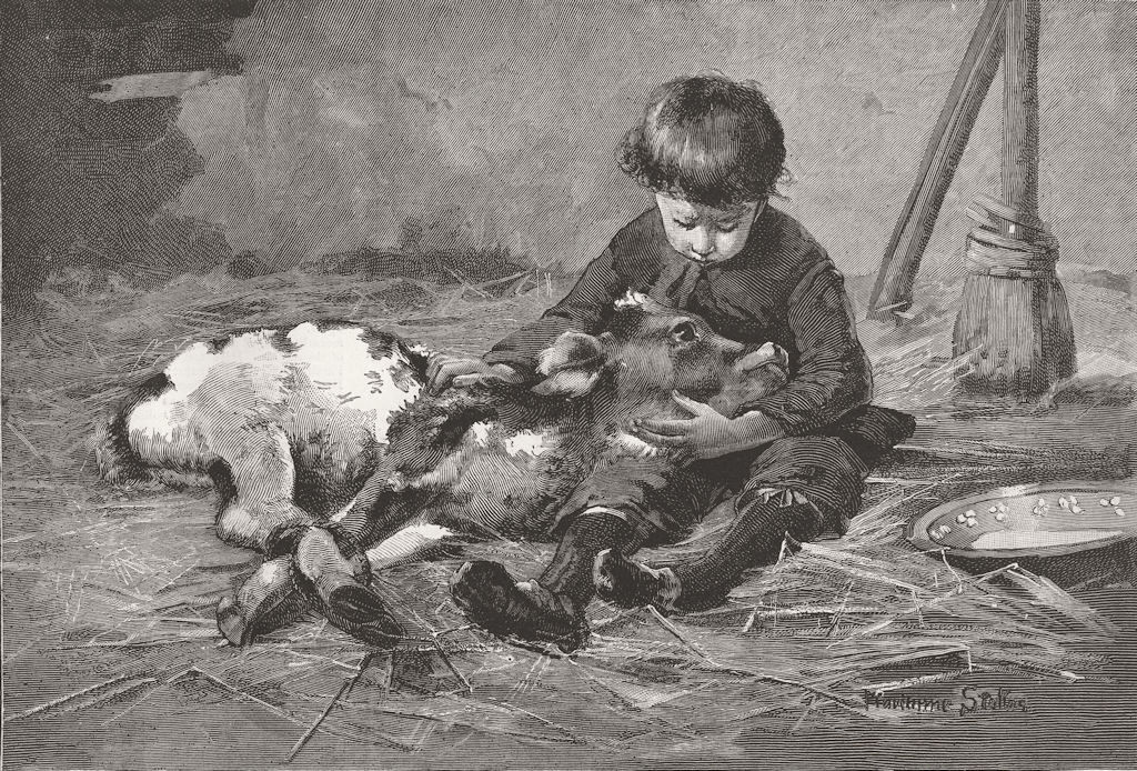 CHILDREN. A Parting 1855 old antique vintage print picture