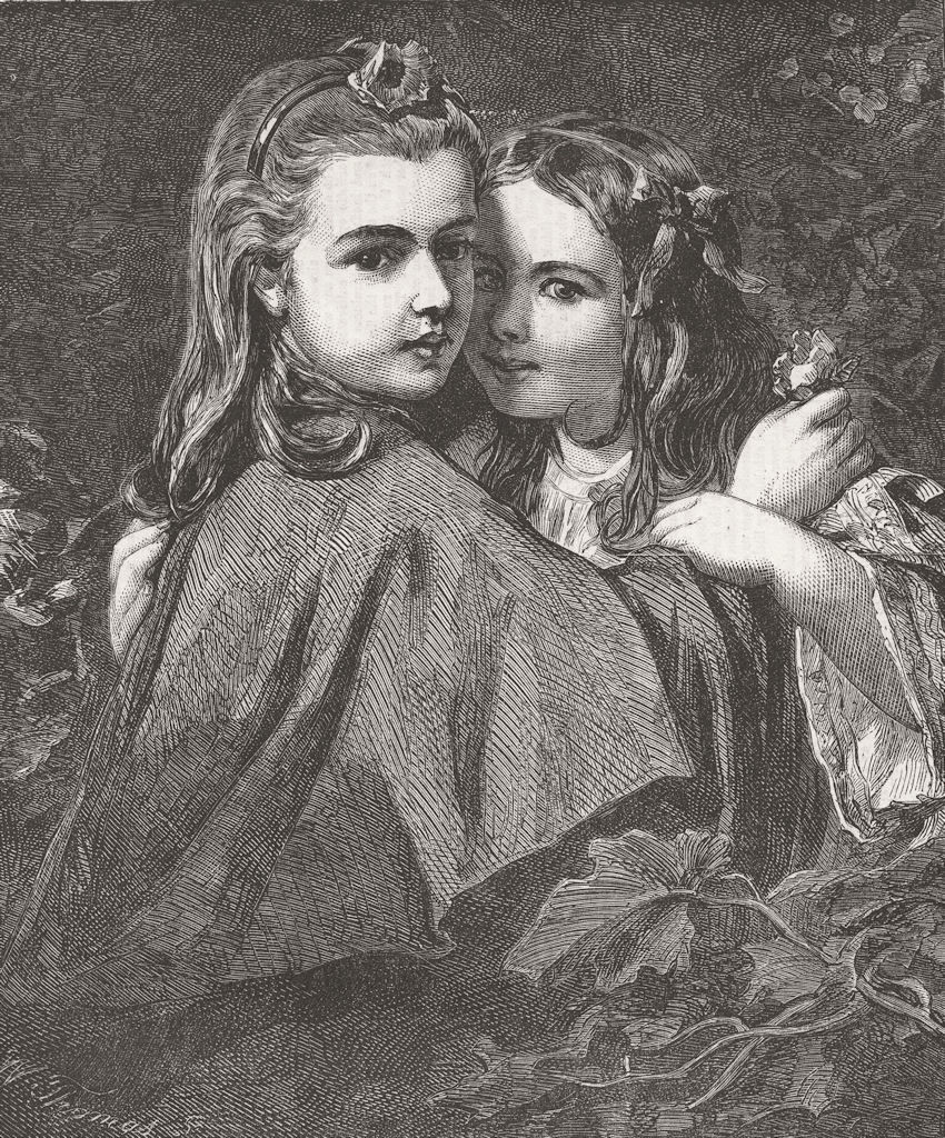 CHILDREN. The whisper 1862 old antique vintage print picture