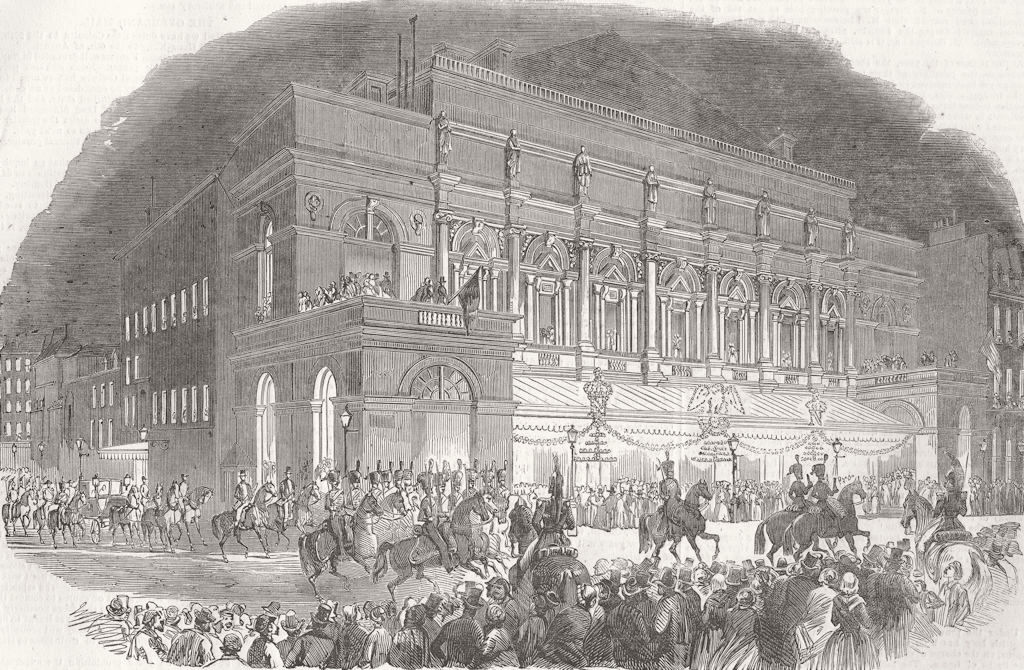 FRANCE. Opera, Paris. Emperor of French leaving  1853 old antique print