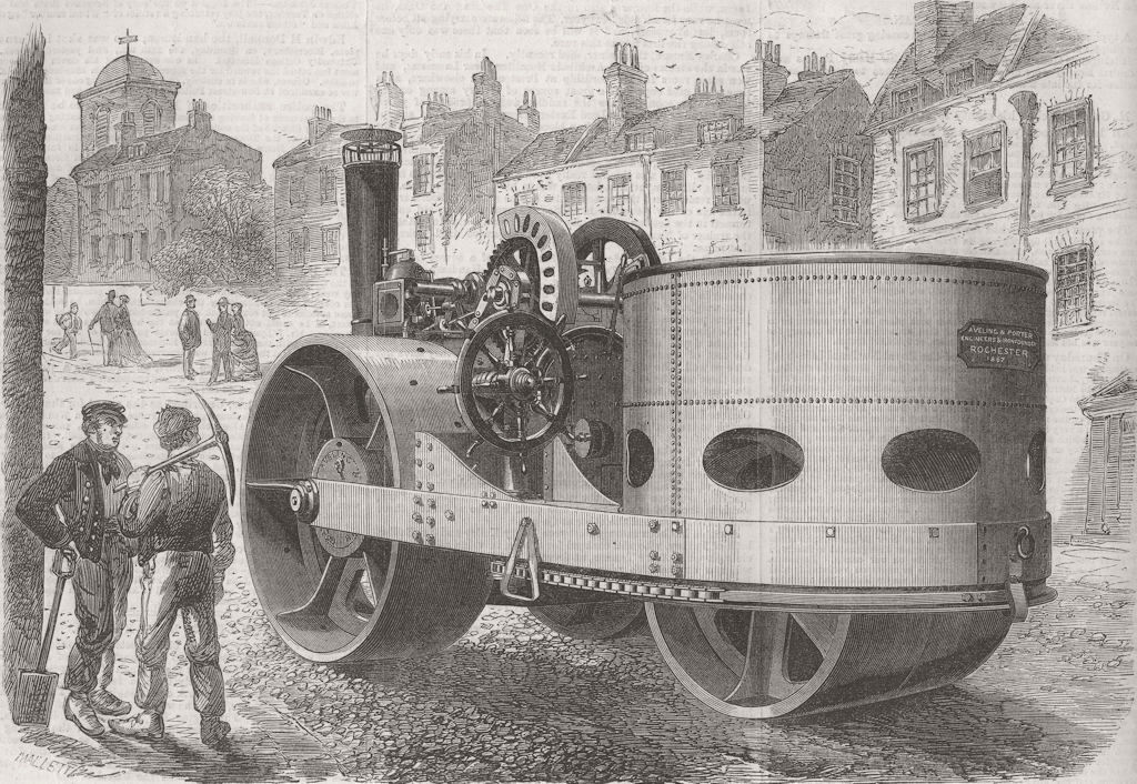 LANCS. Steam-roller for Liverpool 1867 old antique vintage print picture