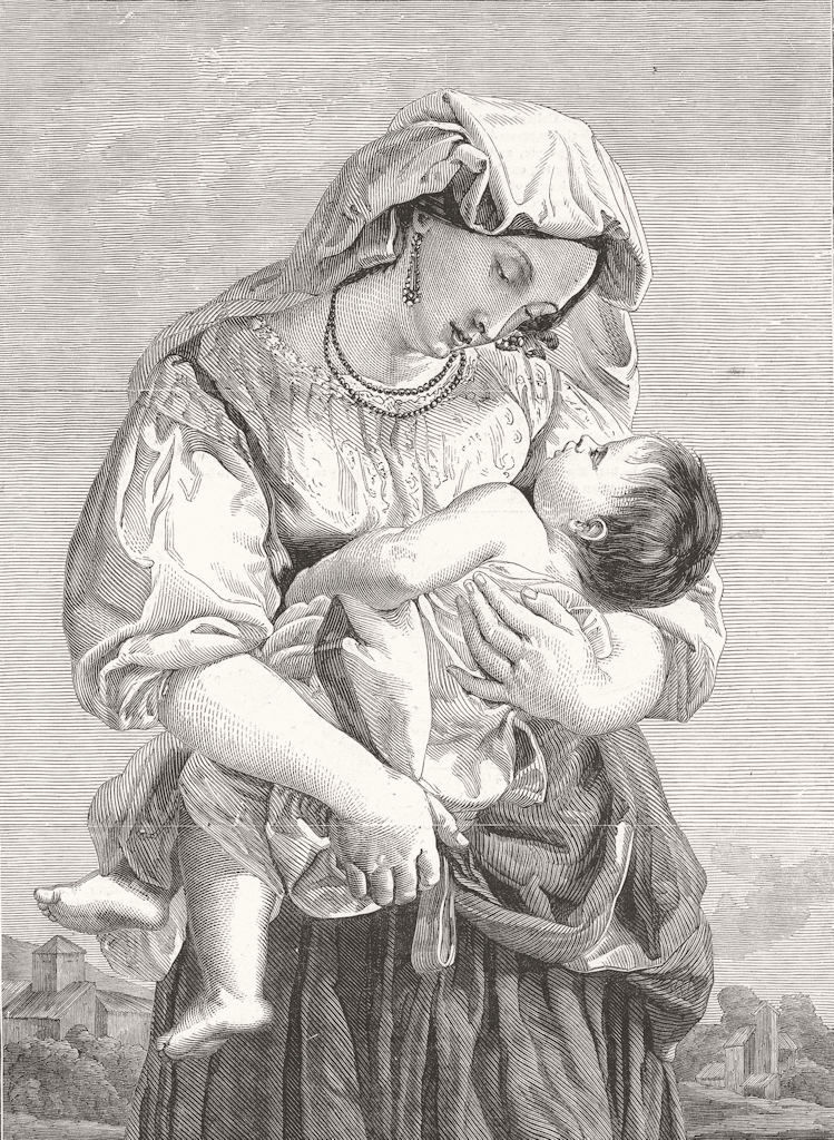 CHILDREN. Mia Carissima 1854 old antique vintage print picture