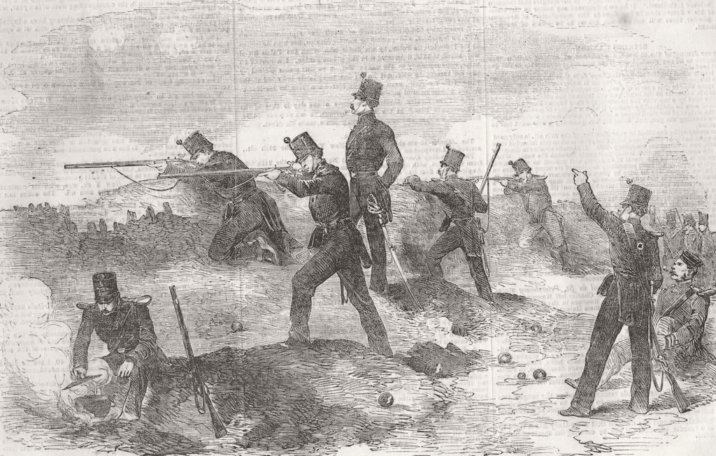 UKRAINE. Siege of Sevastopol. rifles, trenches 1854 old antique print picture