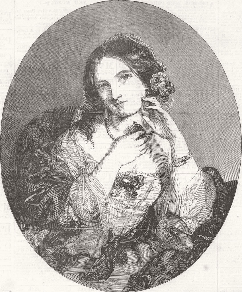 PRETTY LADIES. Society of British Artists. La Pensee 1854 old antique print