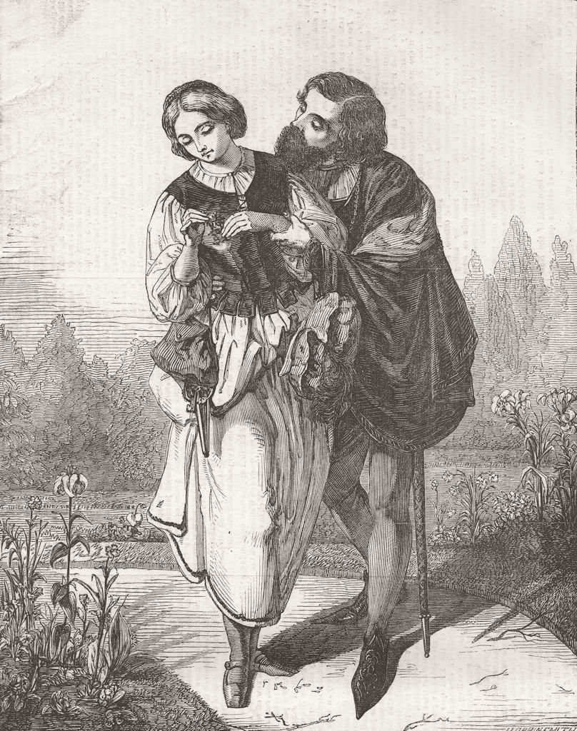 ROMANCE. Scene from 'Faust' 1854 old antique vintage print picture