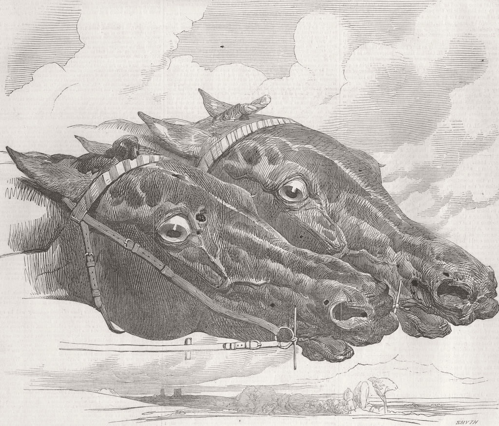 RACING. Epsom Races-Flying Dutchman versus Hotspur 1849 old antique print