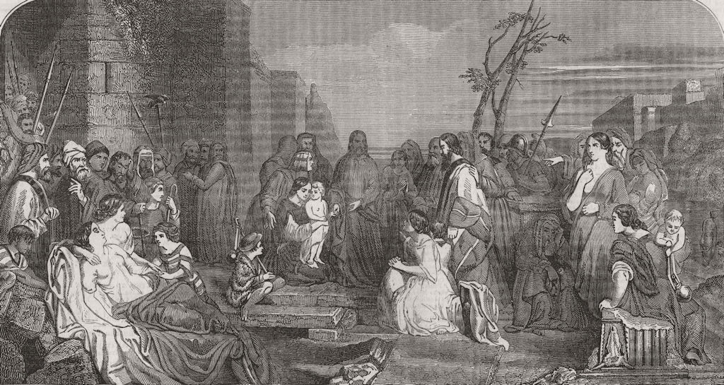 RELIGIOUS. Fine Arts. Christ teaching humility 1849 old antique print picture