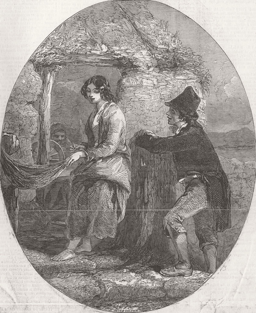 PORTRAITS. Making fishing nets 1849 old antique vintage print picture
