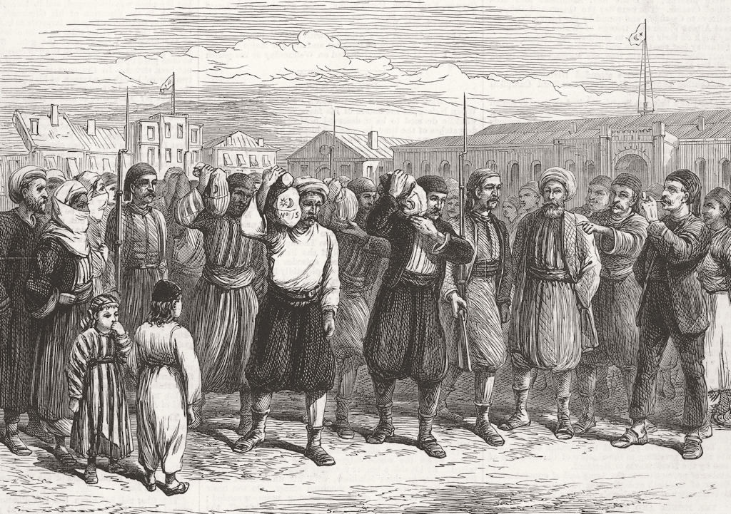BULGARIA. Cash for troops, Konak(Govt house), Rousse  1877 old antique print