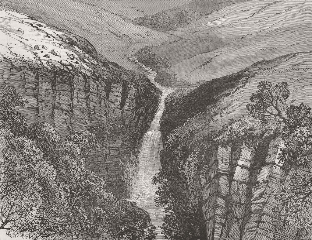 TRANSVAAL. Mac Mac falls, nr Pilgrim's rest 1877 old antique print picture