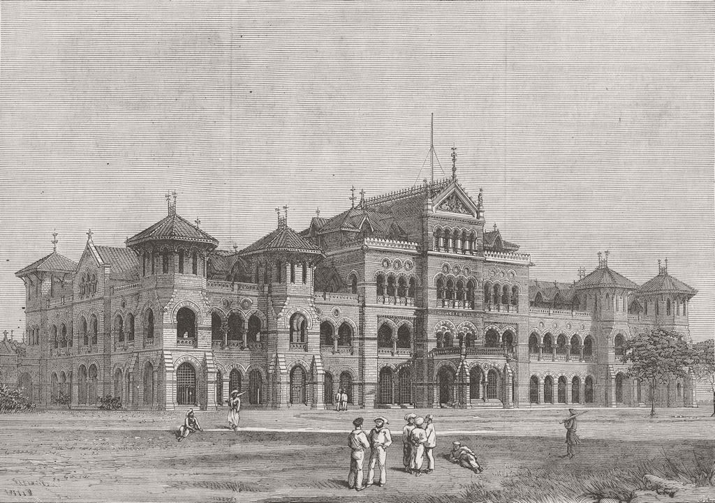 INDIA. The new sailors's home, Mumbai 1877 old antique vintage print picture