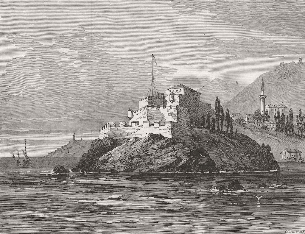 TURKEY. Ft of Bosphorus. Poiraz Bournou, Asiatic Side 1877 old antique print
