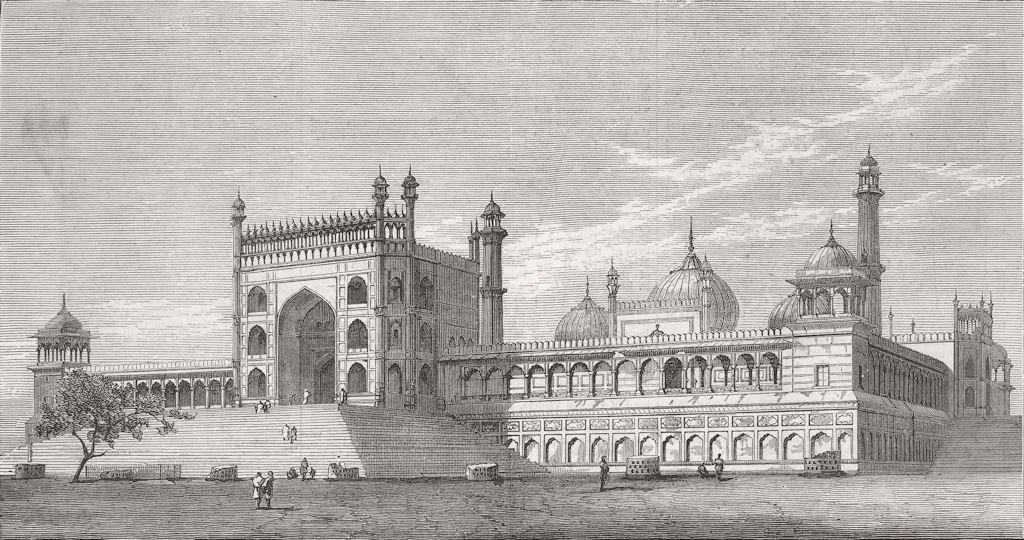 INDIA. Imperial Durbar, Delhi. Jama Masjid 1877 old antique print picture
