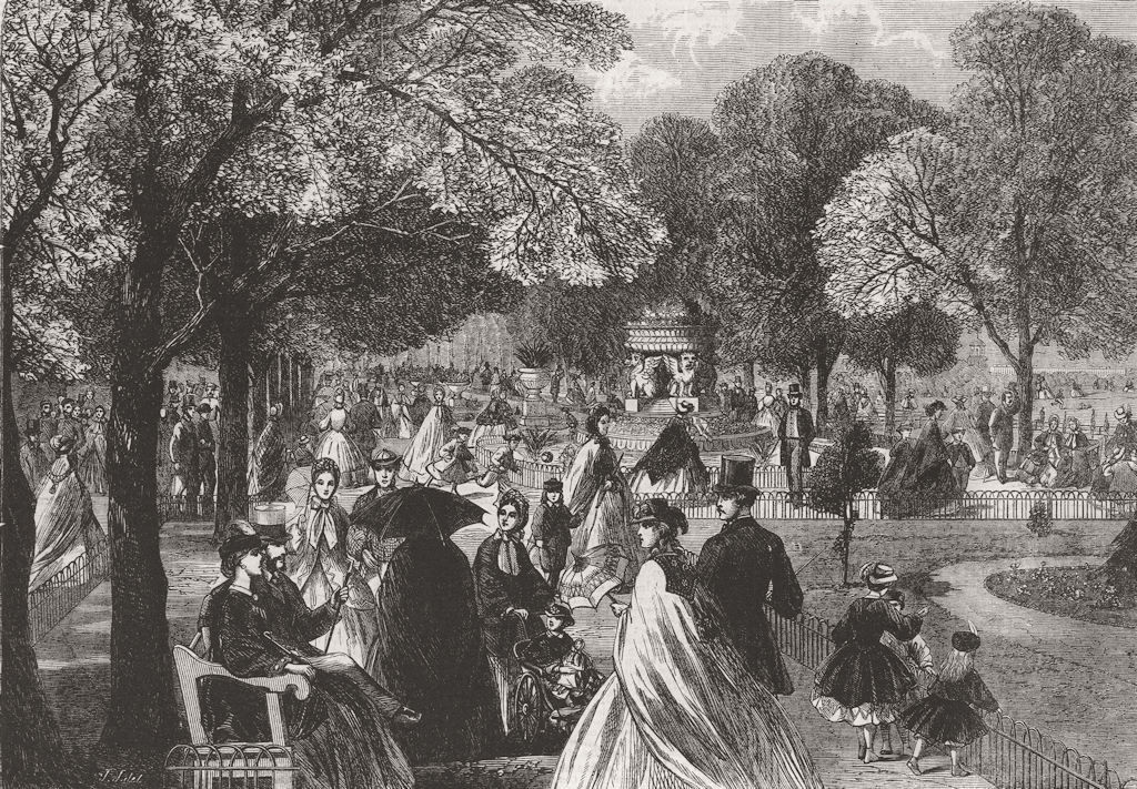 Associate Product LONDON. Garden, Regent's Park 1863 old antique vintage print picture