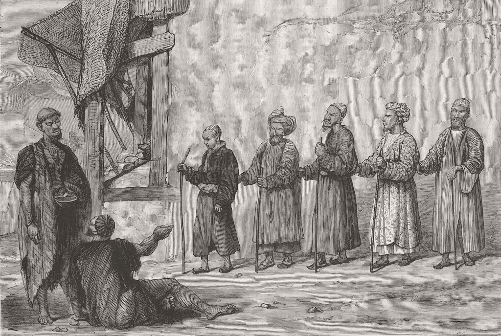 Associate Product AFGHANISTAN. Kabul. kuttar-string of blind beggars 1879 old antique print