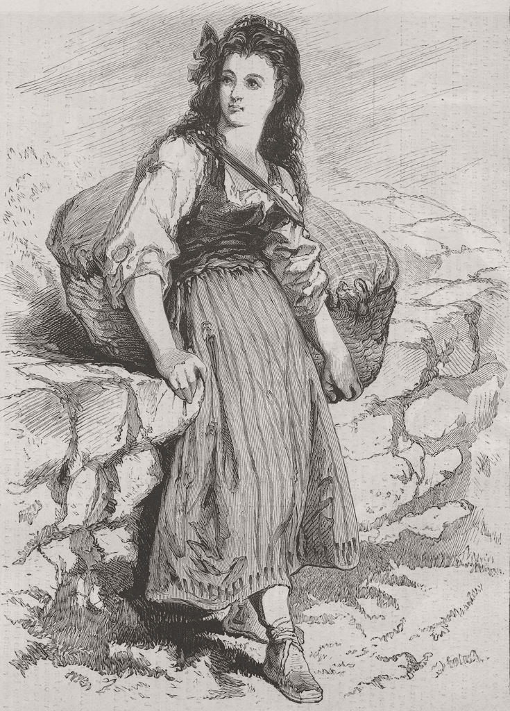 FRANCE. Marguerite Chauvel(Erckmann-Chatrian) 1870 old antique print picture