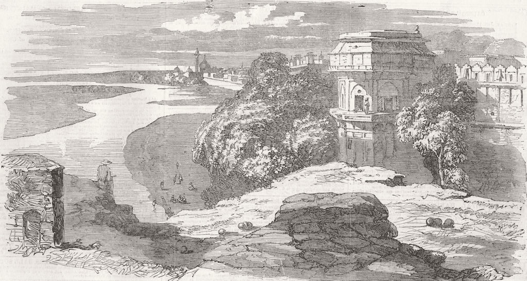 Associate Product INDIA. Delhi from Selimghur, looking down Yamuna 1858 old antique print