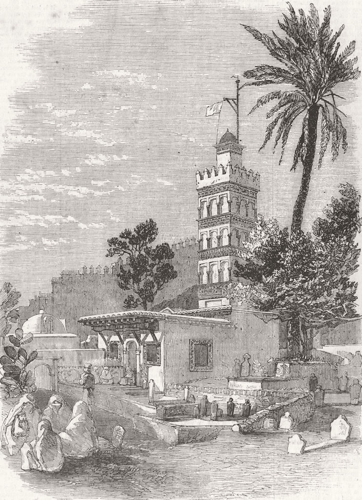 ALGERIA. Cemetery & Tomb of Sidi Abderahman, Algiers 1858 old antique print