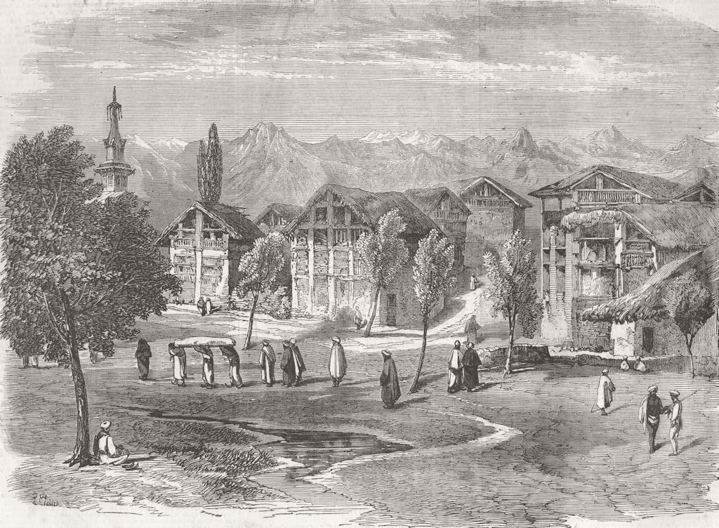 INDIA. Islamabad, Kashmir-Muslim funeral passing 1858 old antique print