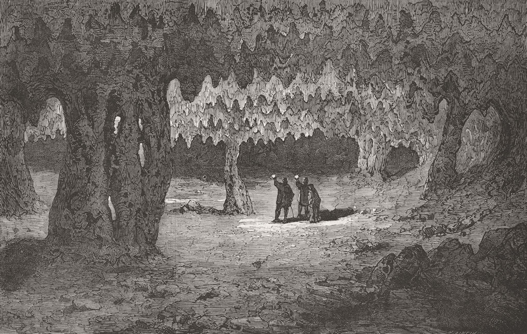 MAMMOTH CAVE OF KENTUCKY. Gothic Gallery 1876 old antique print picture