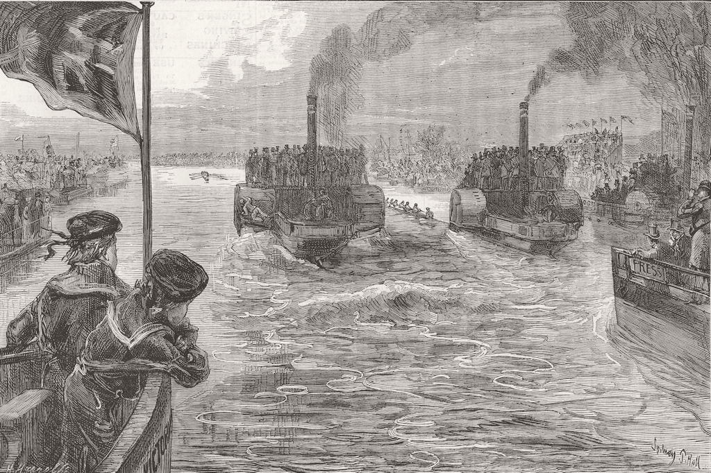 Associate Product SHIPS. University Boat Race-sketch from Press 1878 old antique print picture