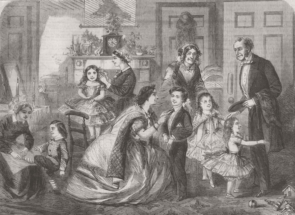 PERFORMING ARTS. Family party for Pantomime 1862 old antique print picture