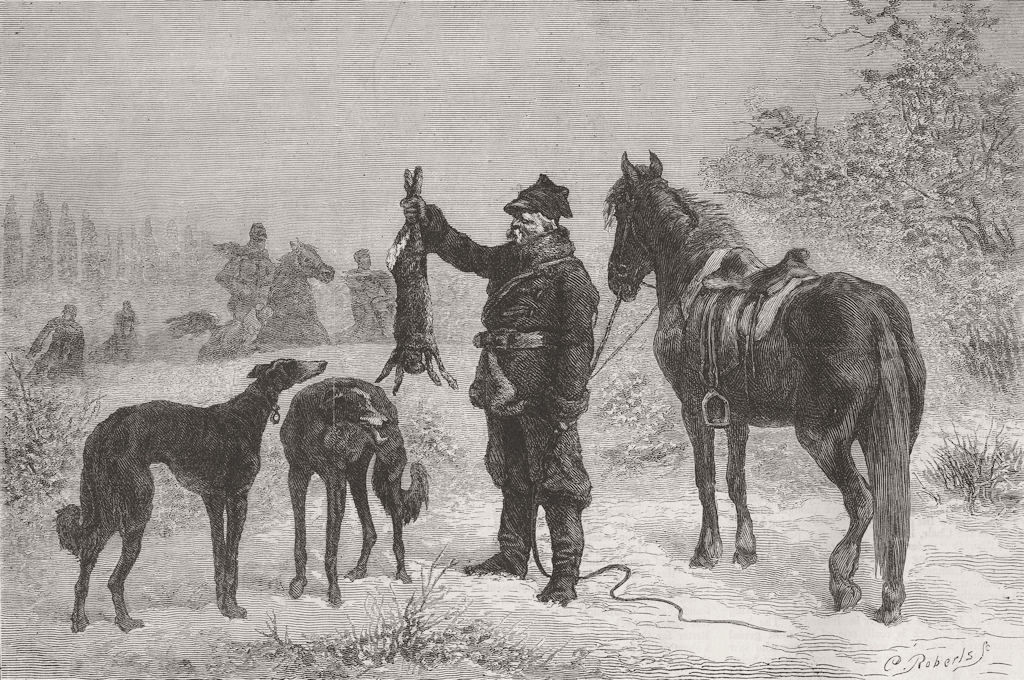 HUNTING. Caught at last 1873 old antique vintage print picture