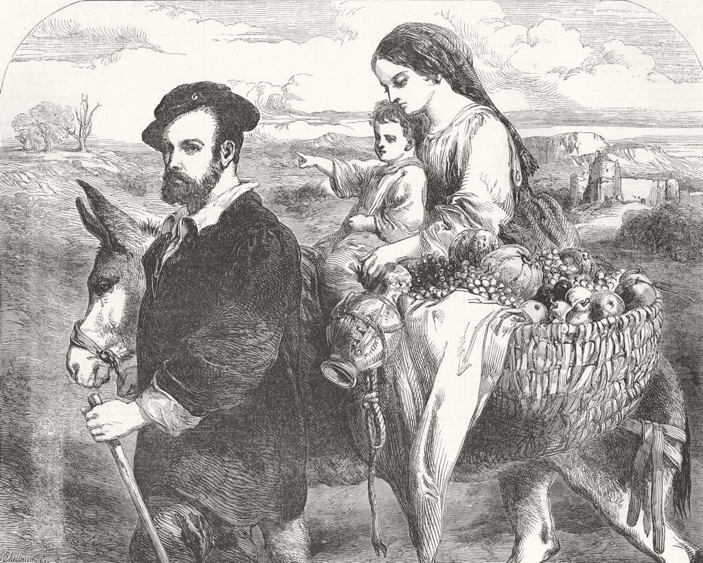 FAMILY. Spanish landscape & figures 1853 old antique vintage print picture