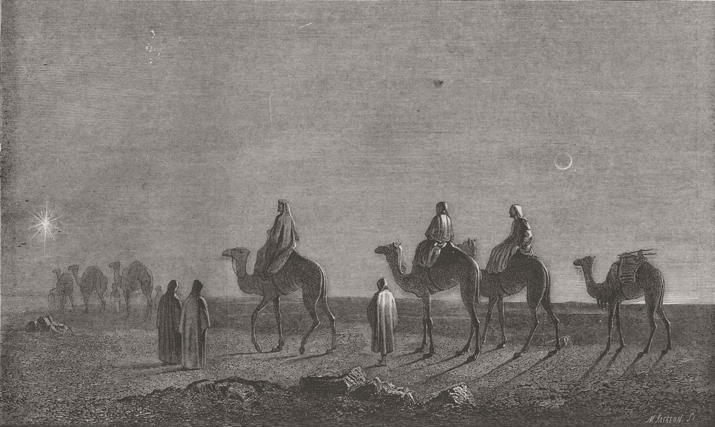 RELIGIOUS. Star, east Wise Men, camels 1858 old antique vintage print picture