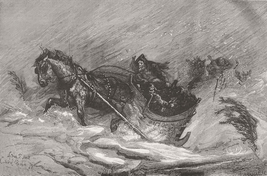 CANADA. Horse, sledge, snowstorm, St Orleans, Quebec 1879 old antique print