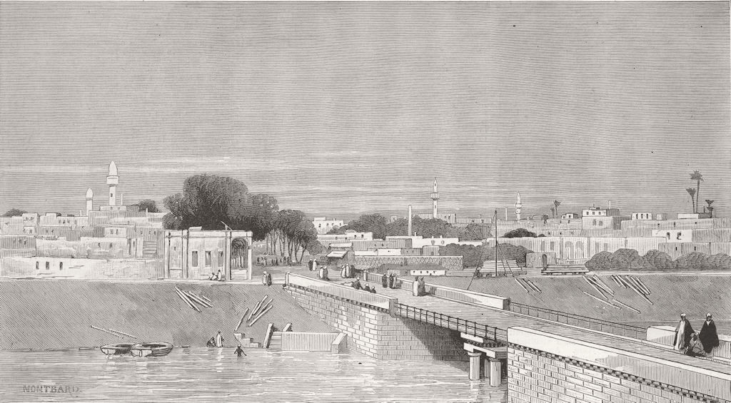 EGYPT. Cairo. Swing bridge, Ismailiyeh Canal, Boulak 1883 old antique print