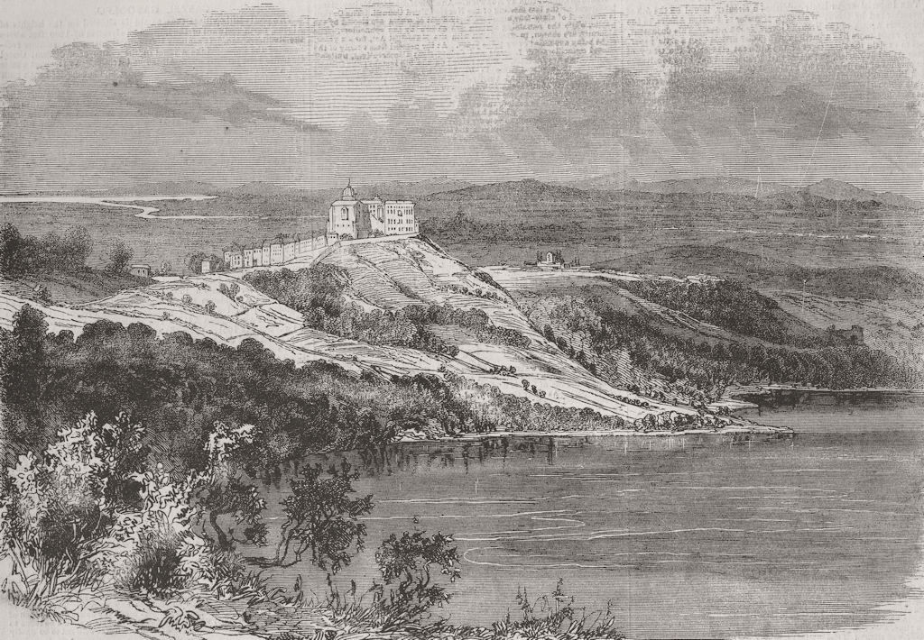 ITALY. Castel Gandolfo, Lake Albano 1859 old antique vintage print picture