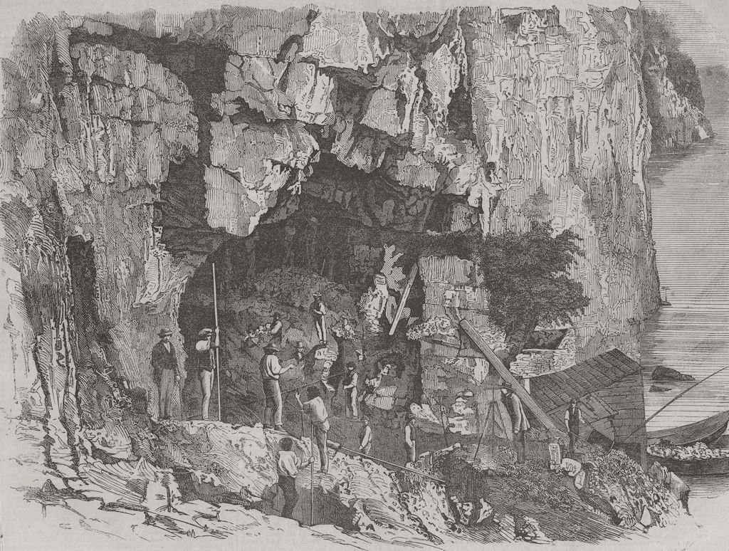 SWITZERLAND. Cutting tunnel, Wallensee  1859 old antique vintage print picture