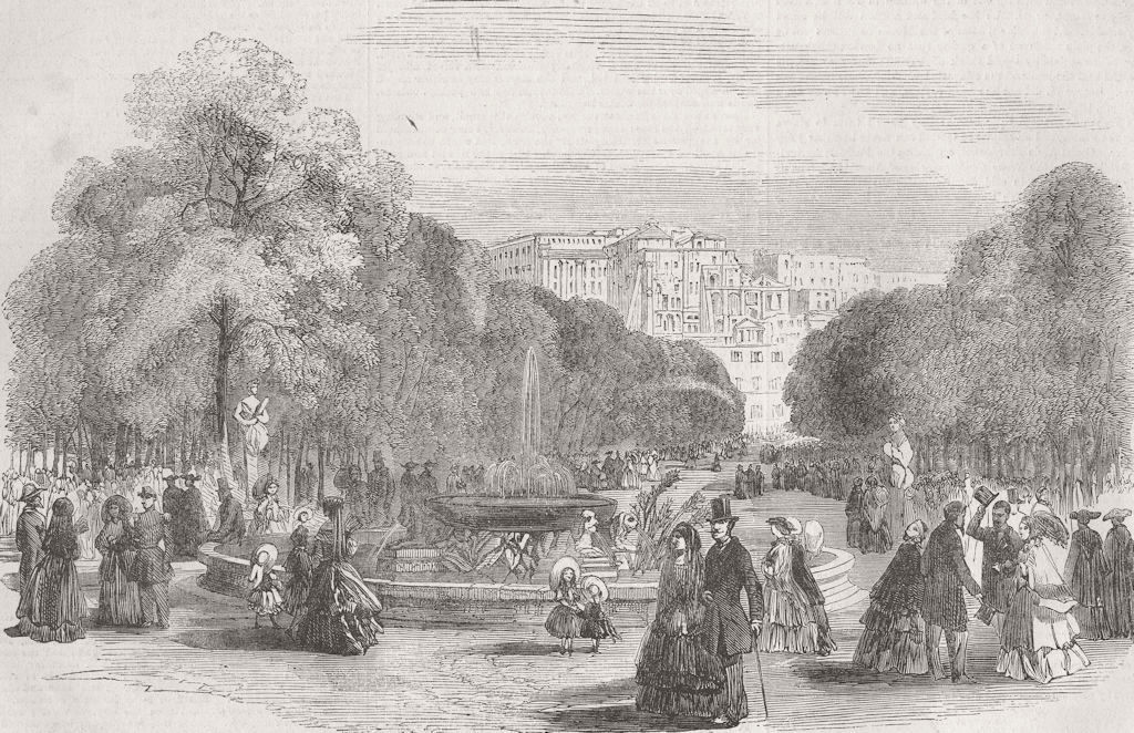 Associate Product ITALY. Naples. Villa Reale, promenade of. Napoli 1856 old antique print