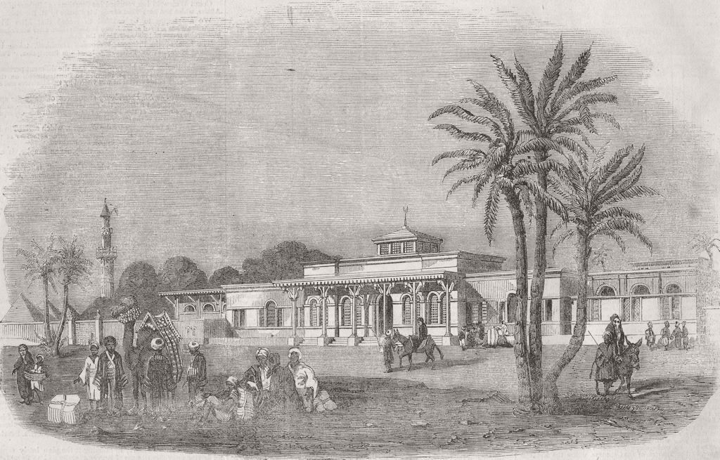 EGYPT. The Cairo Railway Station 1856 old antique vintage print picture