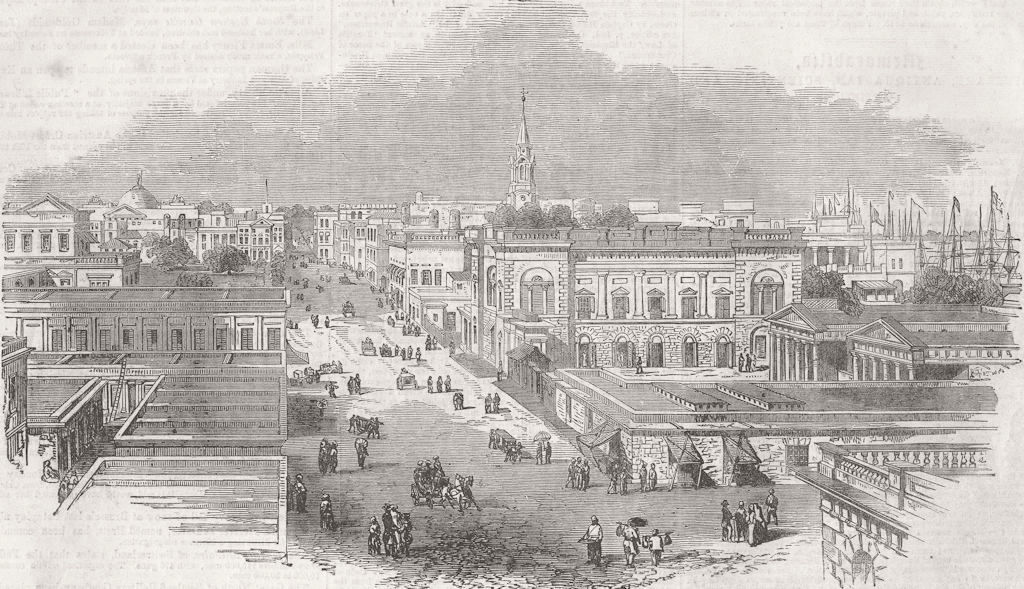 INDIA. A street in Kolkata 1855 old antique vintage print picture