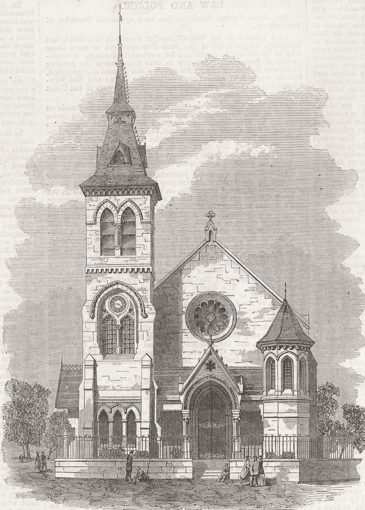SWITZERLAND. New church, Genthod  1869 old antique vintage print picture