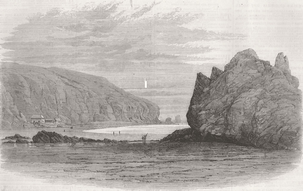 NEW ZEALAND. Cave rock, Port Lyttelton  1864 old antique vintage print picture