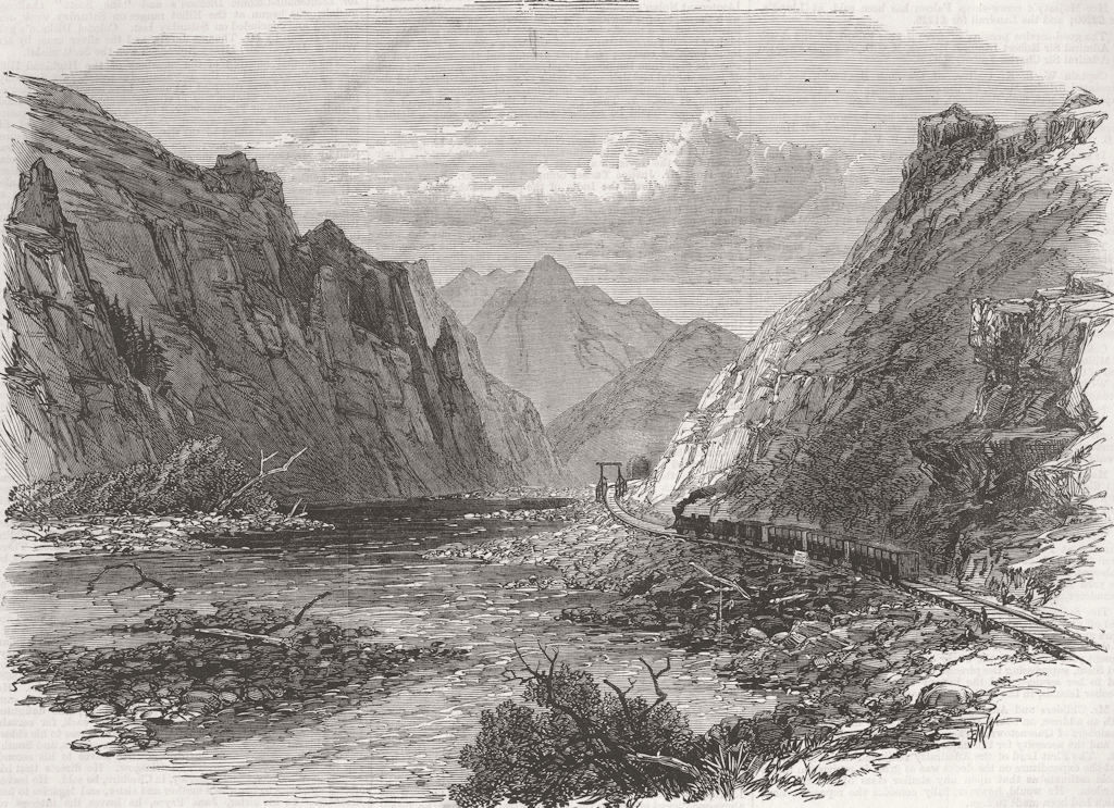 UTAH. Pacific Union Railway. Weber Canyon & River 1869 old antique print