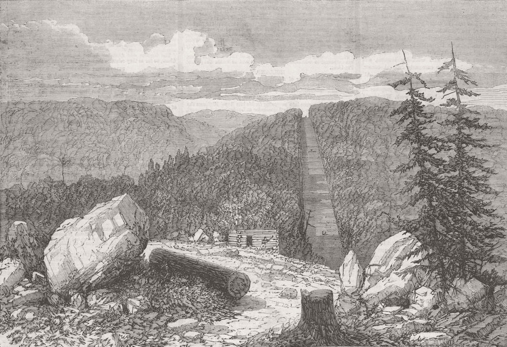 CANADA. Boundary line between US & 1861 old antique vintage print picture