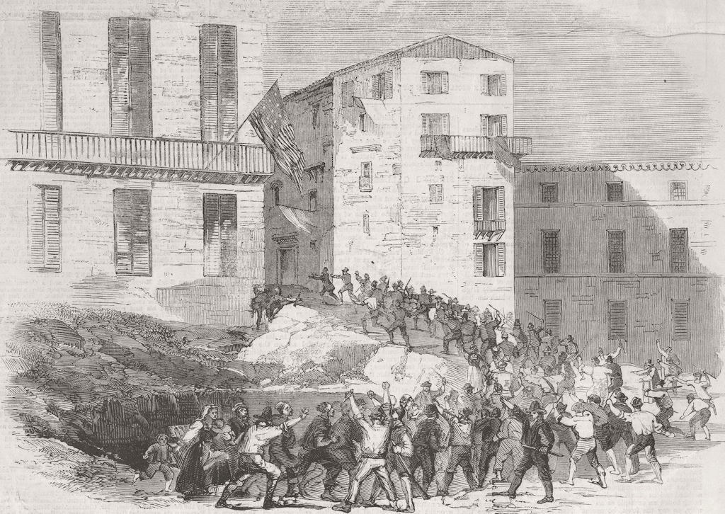ITALY. Revolution, Sicily-Catching Govt Spy, Palermo 1860 old antique print