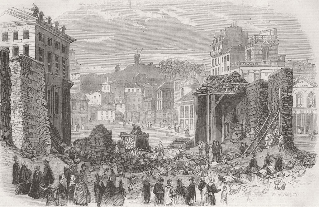 FRANCE. Demolishing Paris Wall-Barrier De Clichy 1860 old antique print