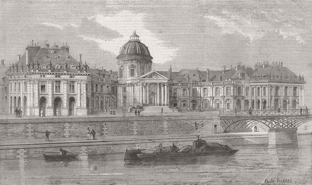 FRANCE. Palace of institute, Paris 1860 old antique vintage print picture