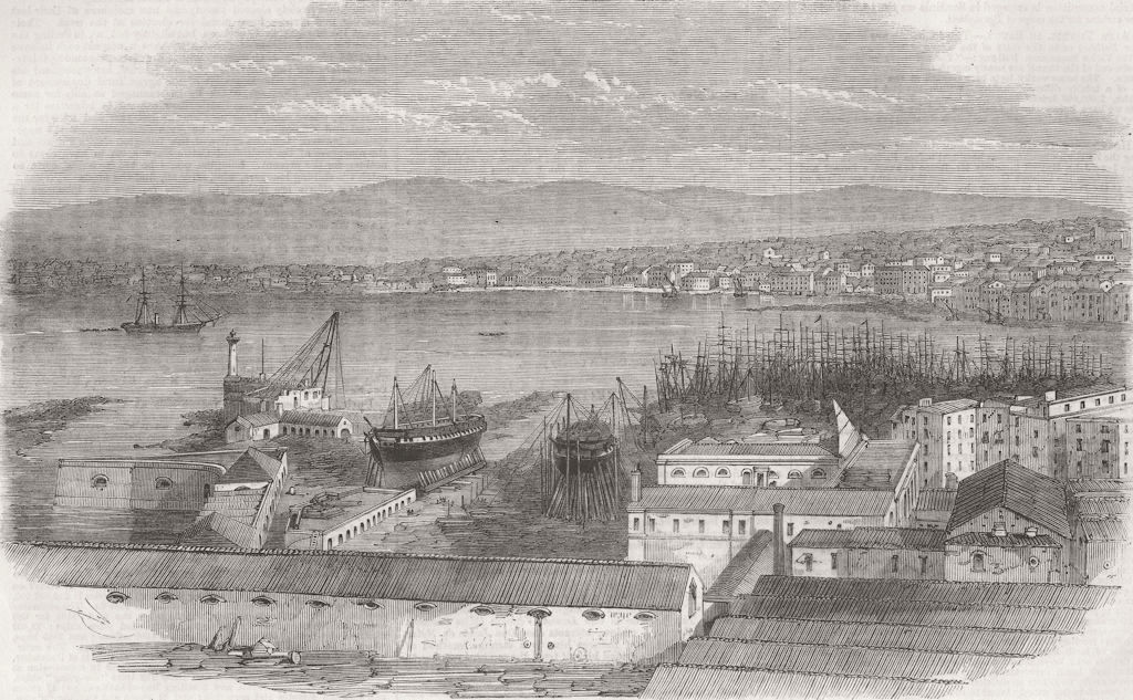 Associate Product ITALY. Town & bay of Castellammare, nr Naples 1860 old antique print picture