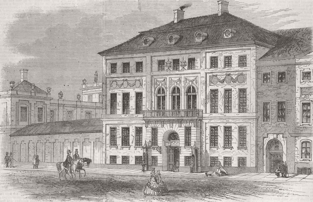 DENMARK. House of Prince Christian, Copenhagen 1863 old antique print picture